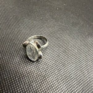 925 Sterling Silver FACETED QUARTZ CRYSTAL Ring Size 7 1/2